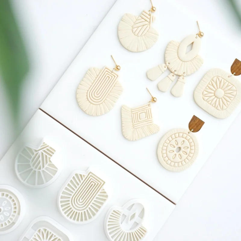 Description Picture 5 of itemGeometric Curved Macrame Dupe Polymer Clay Cutter Polymer Clay Molds DIY Earring Jewelry Pendant Making Cutting Pottery Tools