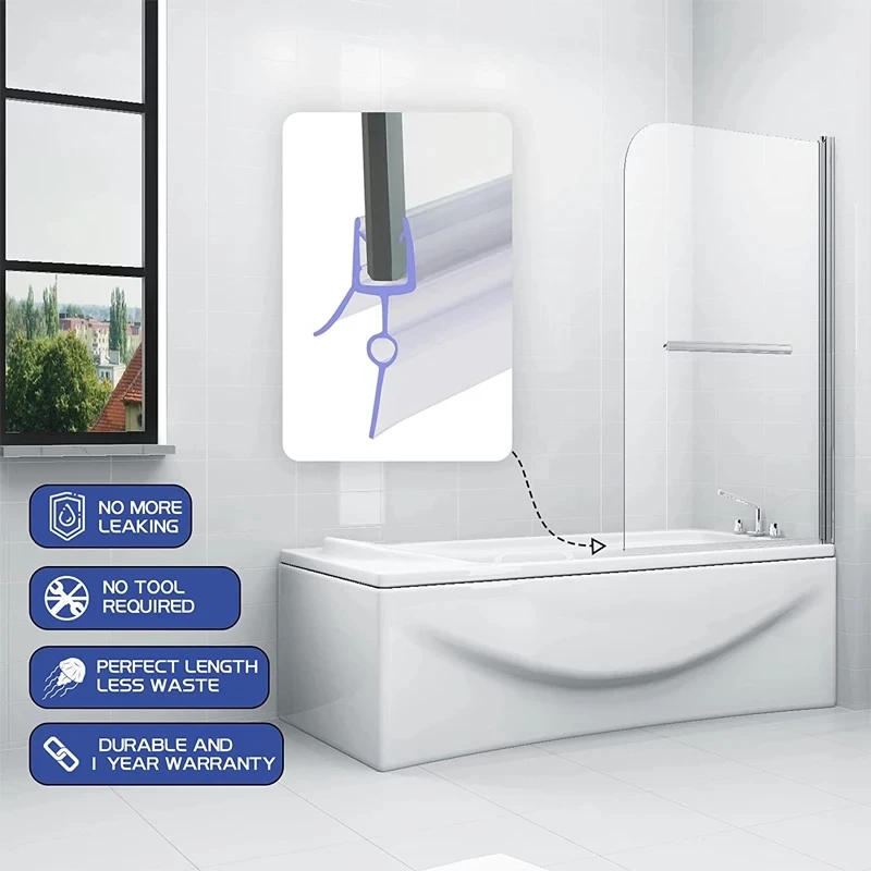 Description Picture 2 of itemBath Shower Screen Door Seal Strip Water Baffle 4 to 23mm Seal Gap Window Door Weatherstrip Glass Door Weatherstrip Hardware