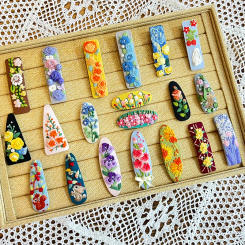 Embroidery Hair Clips Sunflower Cute Embroidery Hairpins for Beginners Simple Metallic Snap Hairclips Instruction Hoop Needles