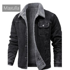 Maxulla Autumn Winter Men's Cashmere Denim Jacket Warm Casual Tooling Windproof Jacket Retro Fashion Cotton Coats Men's Clothing
