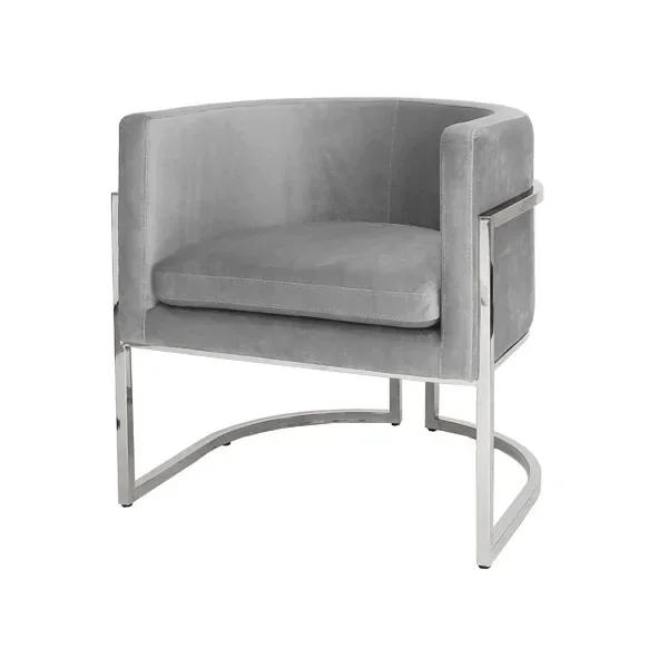 Description Picture 5 of itemChinese Style Simple Stainless Steel Velvet Dining Chair Luxury Hotel Restaurant Villa Armrest Dining Chair American Furniture