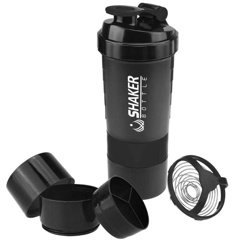 Description Picture 3 of item500ml Portable Protein Shaker Cup with Powder Storage Container Mixer Cup Gym Sport Water Bottle with Wire Whisk Ball Drinkware