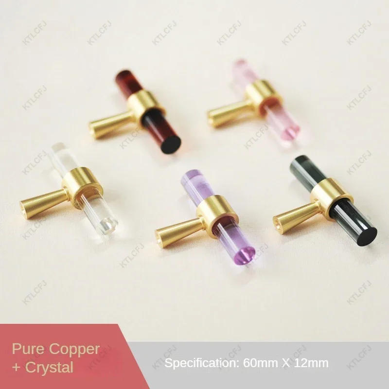 Description Picture 2 of itemAcrylic Brass Single Hole/double Hole Handle Modern Minimalist Cabinet Color Drawer Wardrobe Handle