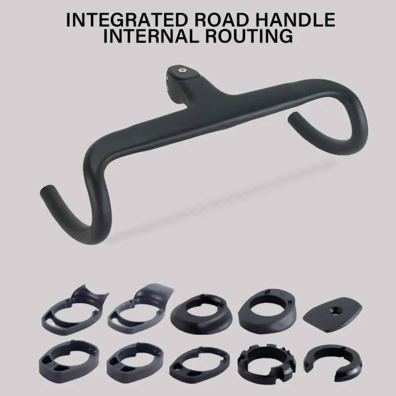 Description Picture 2 of itemFull Carbon Fiber Road Bike Handlebar 380-440mm Internal Cable Integrated Bicycle Handle with Spacers No Logo Bike Parts