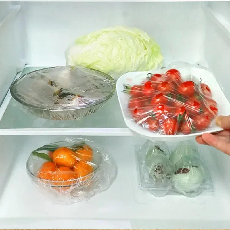 Description Picture 6 of item500/10PCS Food Cover Disposable Transparent Food Lids Plastic Wraps Fresh-keep Bags for Home Kitchen Storage Elastic Bowl Cover
