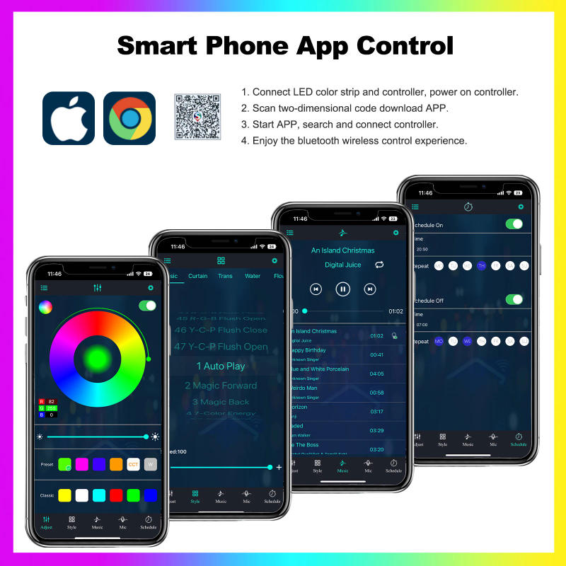 Description Picture 6 of item12V 24V RGB Neon LED Strip Light Smart WiFi Bluetooth APP Control WS2811 Color Changing Tape 6X12MM Waterproof Neon Rope Lights