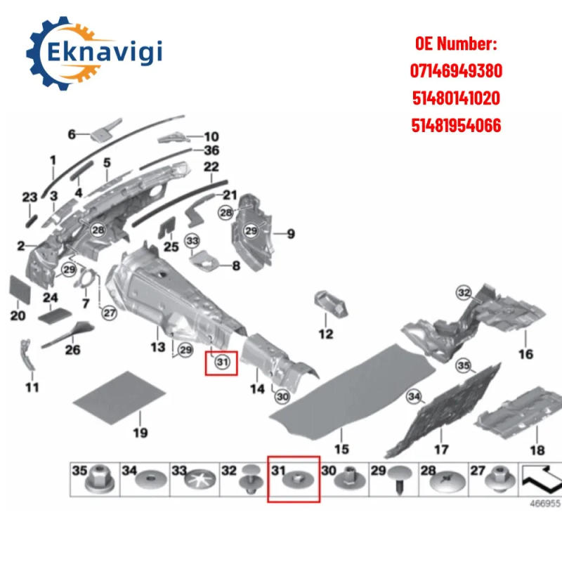 Description Picture 5 of item10PCS OE:07146949380 Gearbox Drive Shaft Cover Plate Suitcase Thermal Protection Installation Bottom Plate Nut Suitable