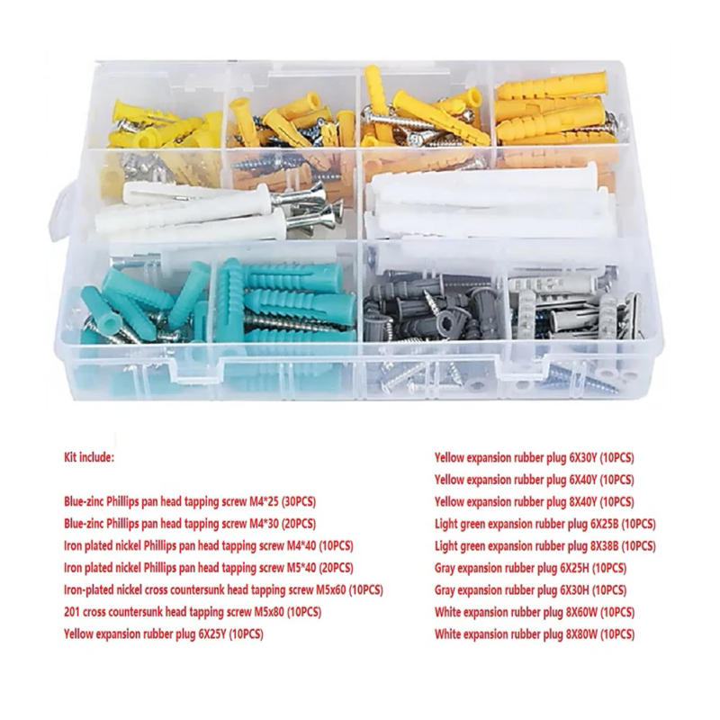 Description Picture 6 of item200pcs High Strength Self-tapping Screws Kit Wall Anchors And Screws For Drywall Fixing Hardware Tools Accessories