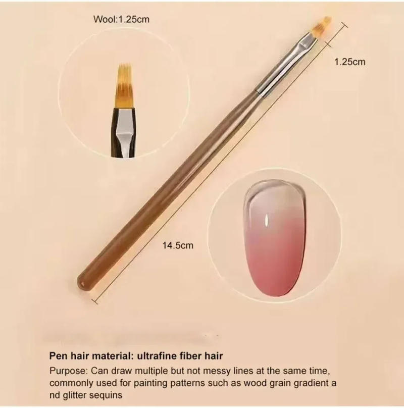 Description Picture 5 of item9 Styles Diy Brush Nail Art Brush Lace Ombre Design Acrylic Nail Uv Gel Painting Drawing Flowers Pen Manicure Salon Tools