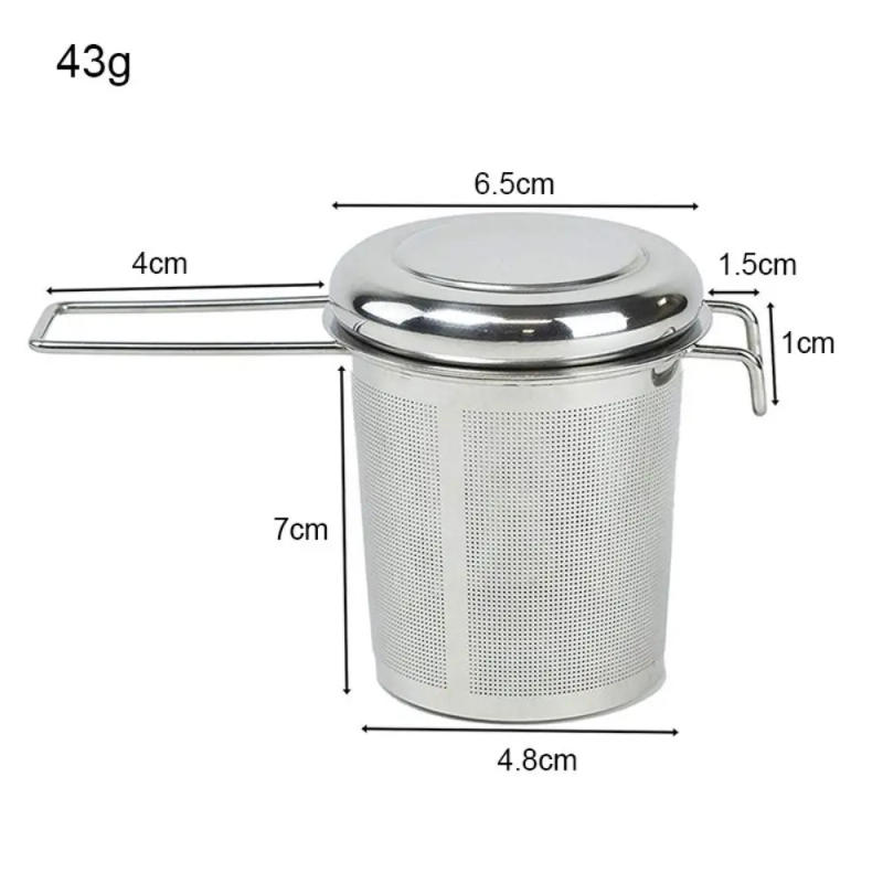 Description Picture 4 of item304 Stainless Steel Tea Drain with Lid Tea Strainer Collapsible Double Handle Tea Strainer with Lid Tea Brewer