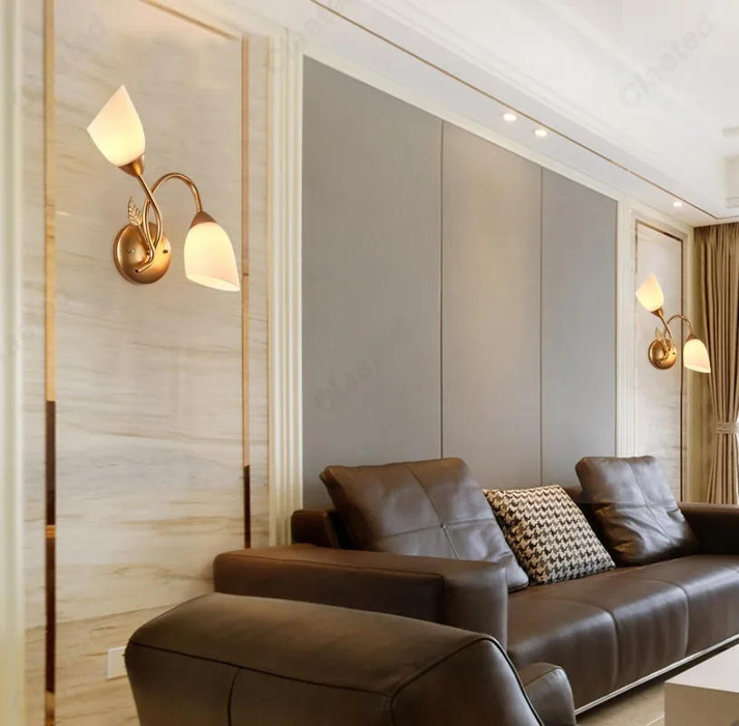 Description Picture 5 of itemMinimally Designed LED Glass Lampshade E14 Dual Head Wall Lamp for Bedrooms Bedside Lamps Hotel Living Rooms Home Decor Lights