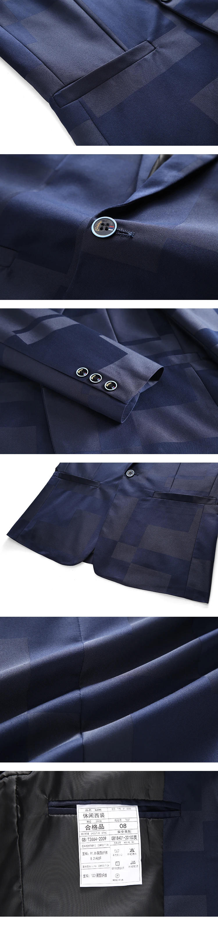 Description Picture 4 of item2023 Fashion New Men's Casual Boutique Business Personalized Printing Slim Fit Blazers Jacket Suit Dress Coat Large Size 6XL