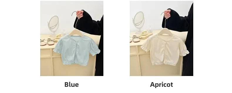 Description Picture 5 of itemBaby Short Sleeved Jacket Anti Roll Jacket Summer Thin Design Girl Bubble Sleeve Small Cardigan Mid Sleeved Air-conditioned Suit