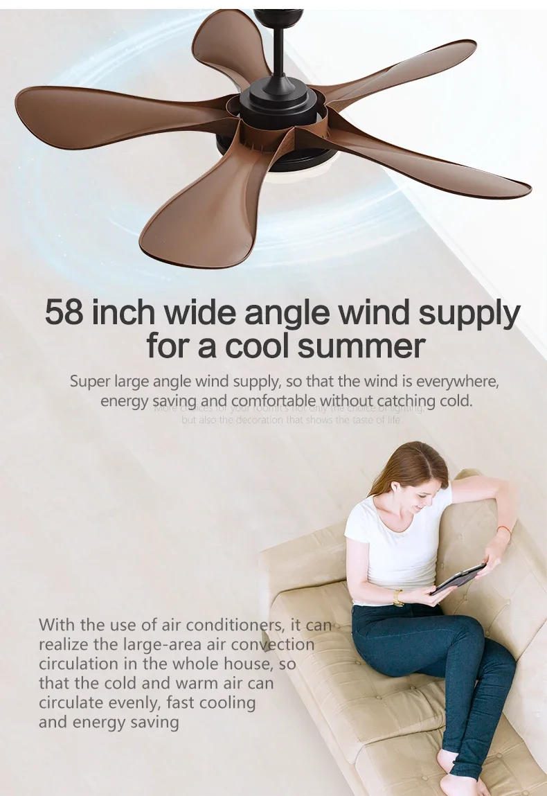 Description Picture 4 of itemLED Ceiling Fan Light 58Inch Modern 96W Strong Winds Restaurant Living Room Household Electric Fan Mute With Lamp Ceiling Fan