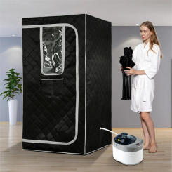 Full Size Home Steam Sauna, 4L Large Steam Pot Single Person Portable Sauna Spa with Time & Temperature Remote Control, Upgraded