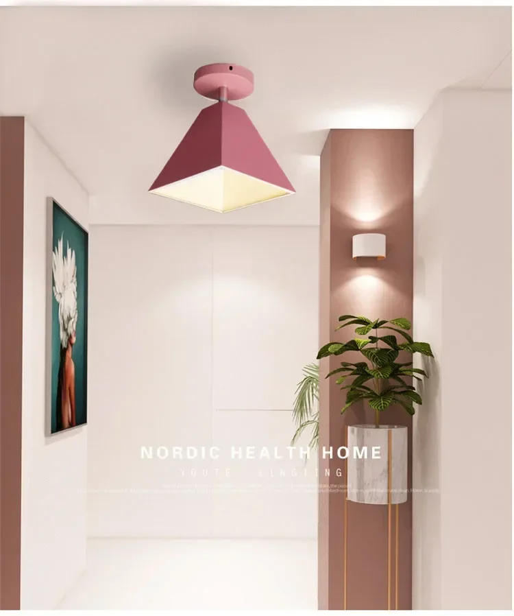 Description Picture 6 of itemNew Macaron Ceiling Lamps, Aisle Bedroom, LED Creative Personality, Modern Simple Color Iron Home Lighting, Multi-color Optional