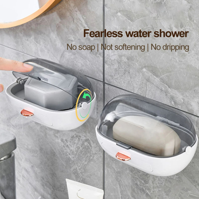 Description Picture 5 of item1pcs Versatile Soap Tray With Lid And Drainage Design For Bathroom And Kitchen For Bathroom Kitchen Sink Space-saving Household