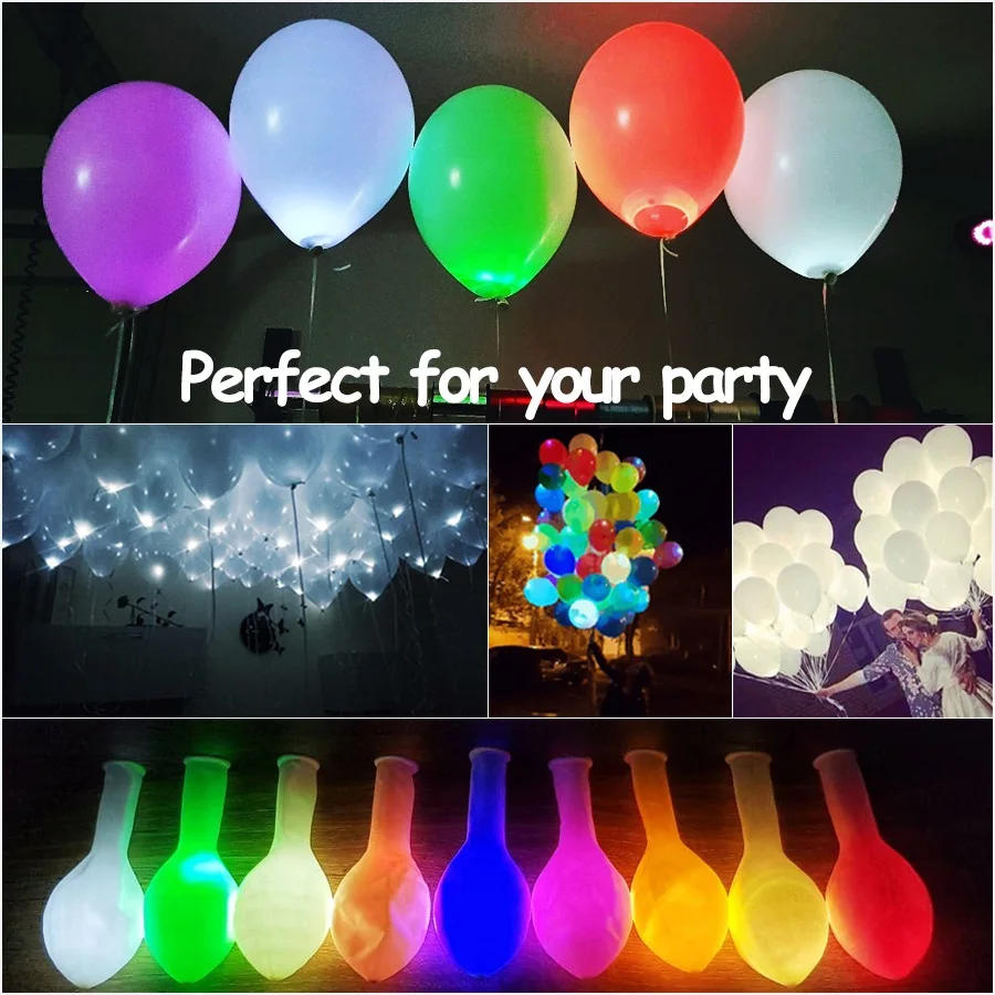 Description Picture 2 of item50/100/150/200/300pcs Tumbler Round Ball Light Balloon LED Flash Luminous Lamps Lantern Light for Wedding Party Birthday Decor