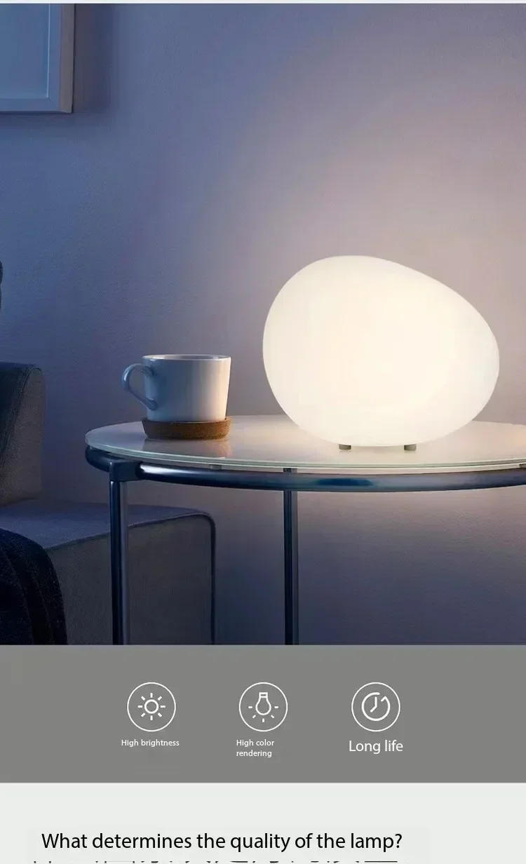 Description Picture 4 of itemMinimalist Bedside Lighting Cobblestone Table Lamp Modern LED Bedroom Study Desk Decoration Lamp Family Atmosphere Night Lights