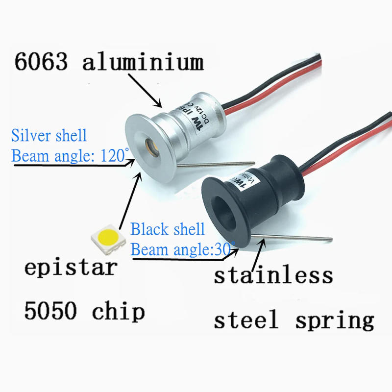 Description Picture 4 of item1W LED Mini Recessed Spot Light 12V IP65 Dimmable Ceiling Downlights Stairs Cabinet Lamp Indoor Spotlight with Driver 220V 110V