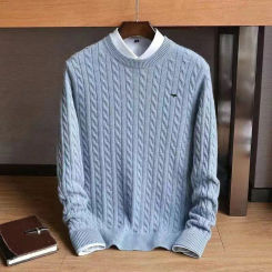 100% Cotton Sweater O-Neck Men's Casual Male Fit Bottomed Shirt Large Autumn Thick Knit Sweater Winter Soft Warm