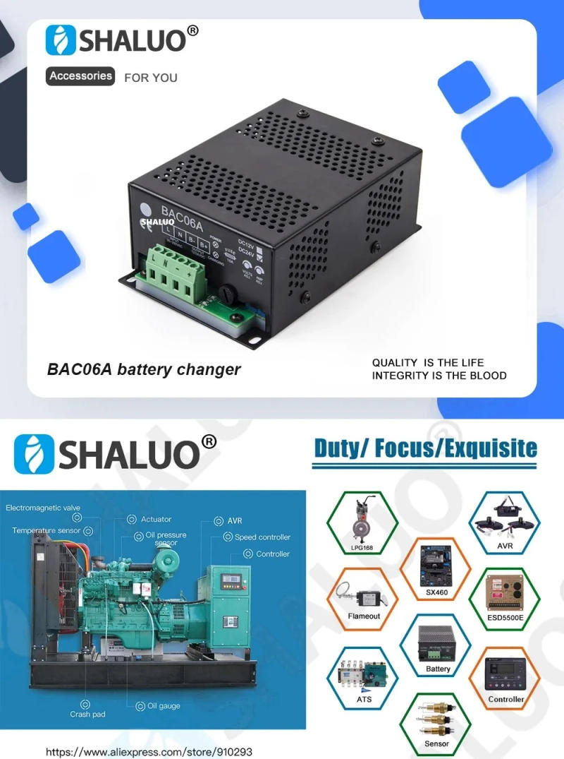 Description Picture 2 of itemDC12V 6A 24V 3A Auto Intelligent Battery Charger Module Diesel Generator Float Charging Power Adapters Genset Parts BAC06A