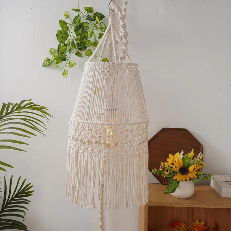 Description Picture 4 of itemTassel Lamp Shade Handwoven Macrame Cotton Rope Lampshade Pendant Light Cover Living Room Bedroom Decorative Lampshade Tapestry