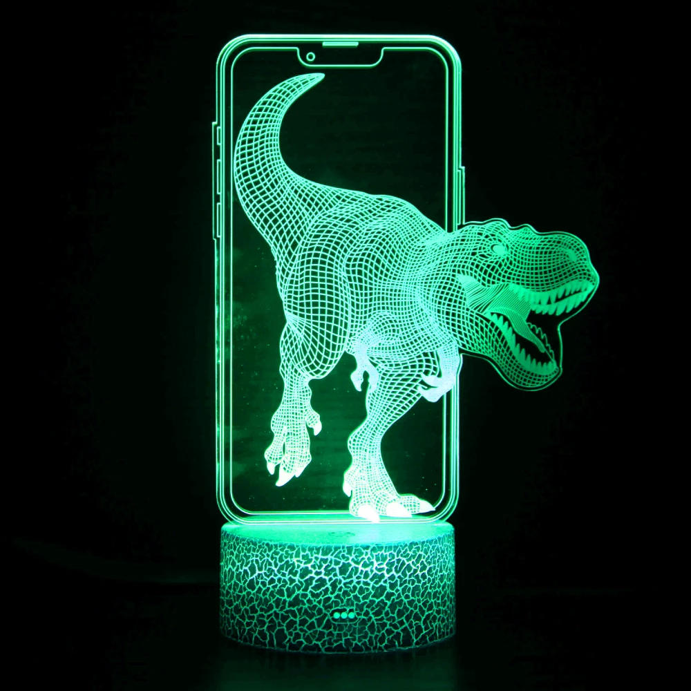 Description Picture 4 of itemNighdn 3D Dinosaur Night Light Kids LED Dino Lamp Lovely USB Acrylic Table Nightlight for Child Birthday Xmas Gift Bedroom Decor