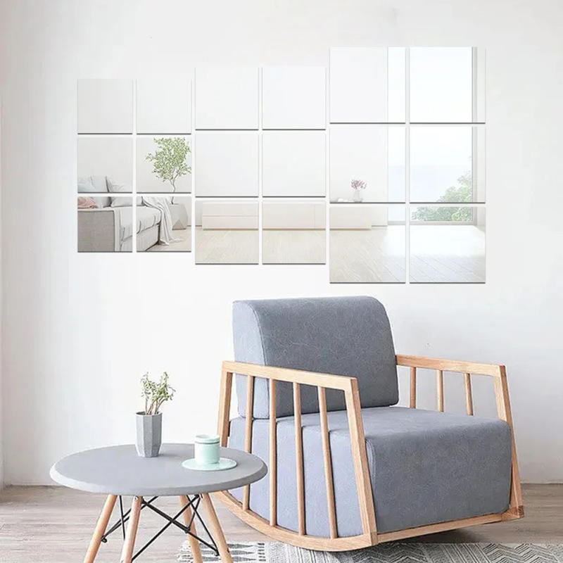 Description Picture 6 of item6Pcs Mirror Sticker 20cm 3D Square PET Self Adhesive Tile Wall Sticker Self Adhesive For Bathroom Home Decoration Accessories