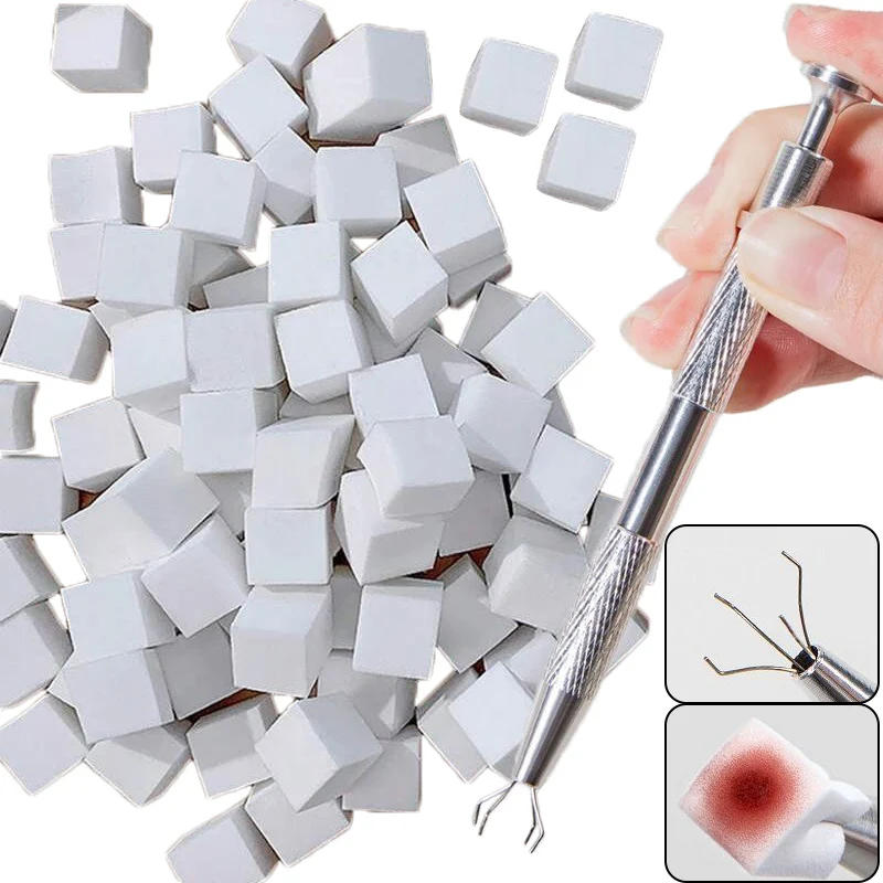 Description Picture 2 of itemMini Square Nail Art Sponge 4 Claws Metal Grabber Pen Nail Sponge Manicure Tools Gradient Brush Glitter Powder Dotting Pen