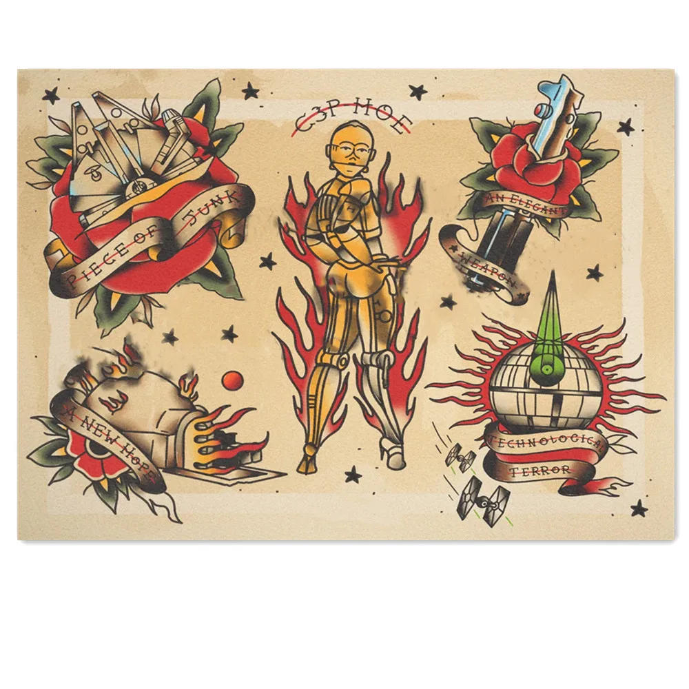 Description Picture 6 of itemVintage Traditional Tattoo Design Picture Wall Art Posters & Prints Retro Kraft Paper Poster Painting Wall Sticker Home Decor