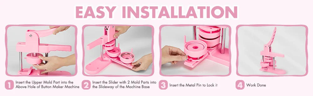 Description Picture 3 of item25+32+58MM Button Maker Machine Multiple-Size DIY Badges Set, 300 Pcs Button Parts+Circle Cutter+Mold, Badge Press Maker Machine