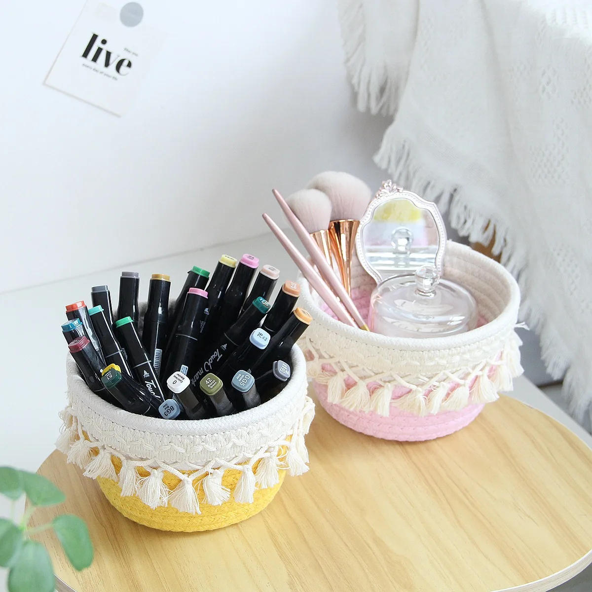 Description Picture 6 of item1pcs Minimalist Nordic Cotton Rope Study Pen Storage Box Home Desktop Miscellaneous Storage Basket Desk Office Small Pen Holder