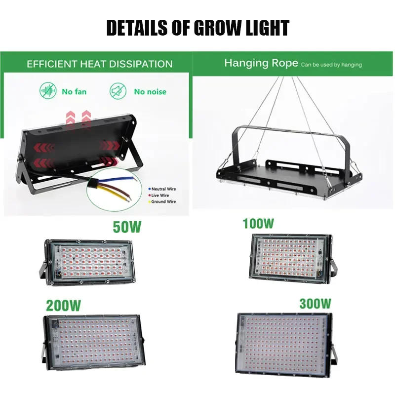 Description Picture 5 of itemPhytolamp For Plants Lamp Full Spectrum Led Grow Light 50W 100W 200W 300W Cultivation Spotlights Grow Accessories Indoor Uv Lamp