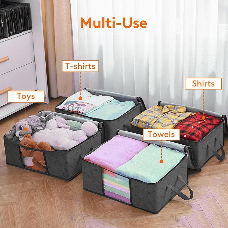 Description Picture 3 of itemLarge Capacity Clothes Storage Bag Foldable Blanket Storage Bags Storage Containers for Organizing Bedroom Closet Clothing