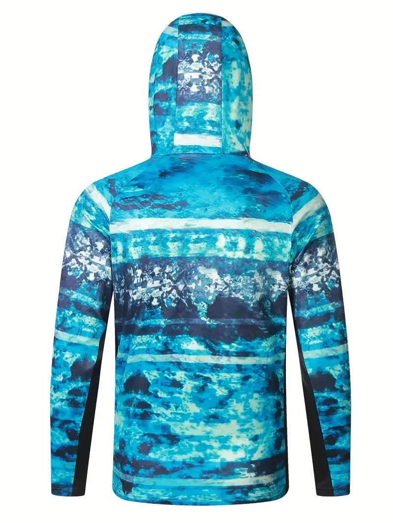 Description Picture 4 of itemMen Fishing Hoodie Long Sleeve Performance Face Mask Uv  Hiking Fishing Jersey Shirts