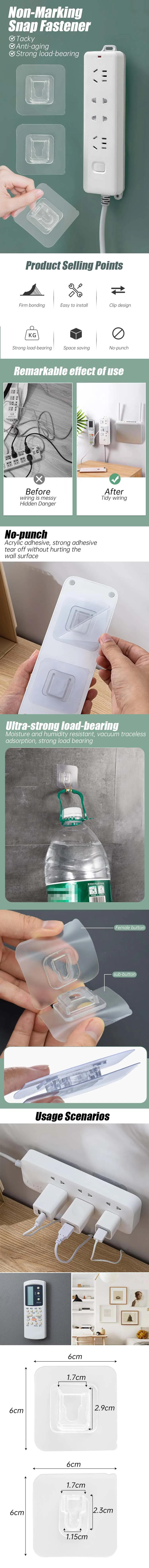 Description Picture 2 of itemStrong Sticky Hung Double Sided Patch Hook Buckle Transparent Adhesive Wall Hooks Cup Sucker Bathroom Kitchen Bedroom Hook Kit