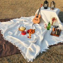 Knitting Picnic Throw Blanket Outdoor Picnic Mat Soft Sofa Blankets Towel All Inclusive Couch Slipcover Dustproof Tablecloth