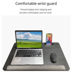 2in1 Foldable Bed Table, Portable Travel Laptop Desk with Pillow Cushion & Card Slot, Small Study Table for Working Gaming
