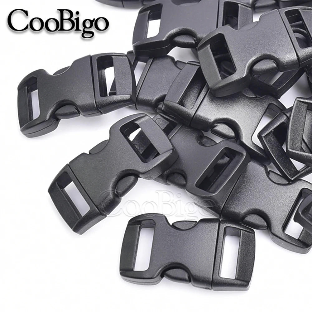 Description Picture 4 of item10pcs Mini Quick Side Release Buckle Curved for DIY Paracord Bracelet Pet Collar Sewing Accessories Plastic Black Webbing 10mm