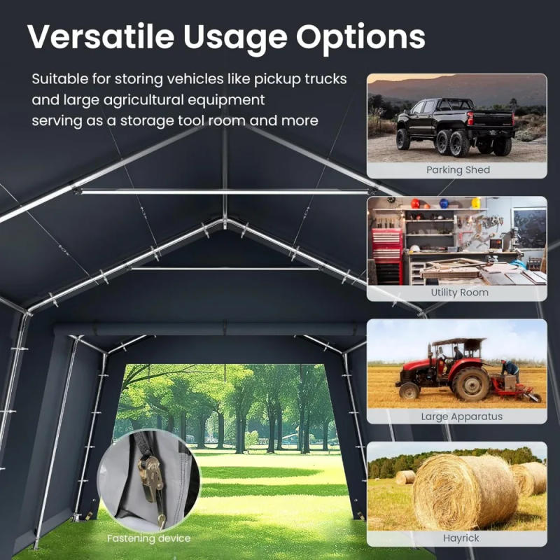 Description Picture 6 of item13'X22'X9.6' Outdoor Portable Storage Shelter Shed Garage with Roll up Zipper Doors & Vents Carport for Motorcycle Waterproof