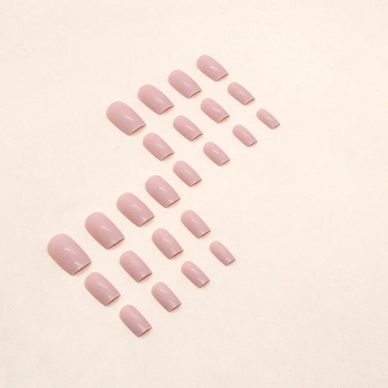 Description Picture 5 of item24Pcs pink French Fake Nail Short Square Nail Tips Fashion Wearable False Nails with Glue Simple Full Cover Press on Nails