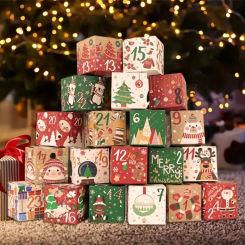 1-24 Christmas Advent Calendar Gift Box 24Pcs Xmas New Year Candy Cookies Paper Wrapping Box Christmas Decor Gift Box Navidad