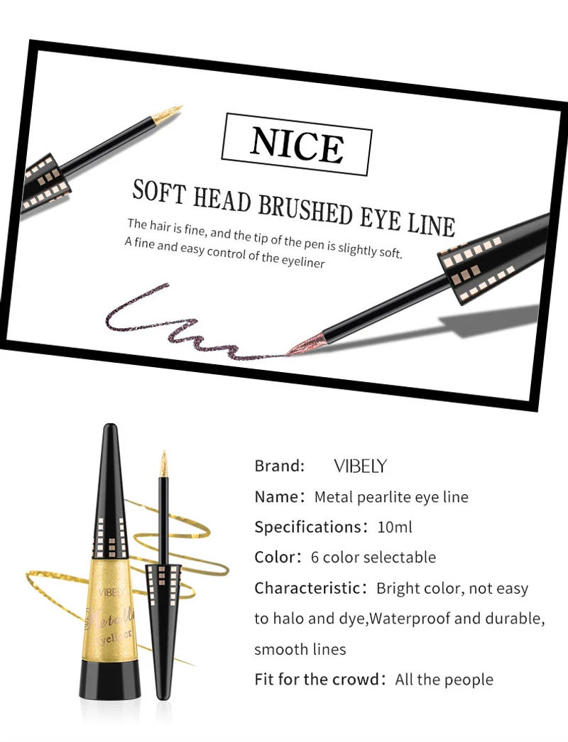 Description Picture 3 of itemSoft Colorful Liquid Eyeliner Pencil Waterproof ,Shimmer Liquid Eye Liner Blue Green Yellow Eyes Cosmetics Pen