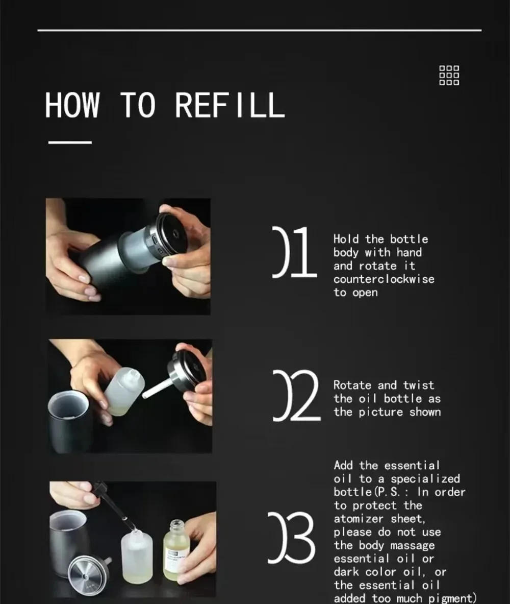 Description Picture 5 of itemCar Air Fresheners Essential Oil Diffuser Electric Aromatic Oasis Aluminium Portable Aromatherapy Aroma Diffuser Home Office