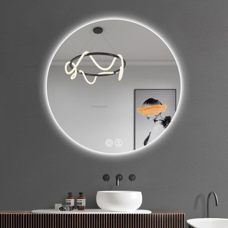 Description Picture 6 of itemEuropean Designer Smart Bathroom Mirrors Modern Wall Mounted Round Mirrors for Bathroom Bedroom Dressing Table Makeup Mirrors