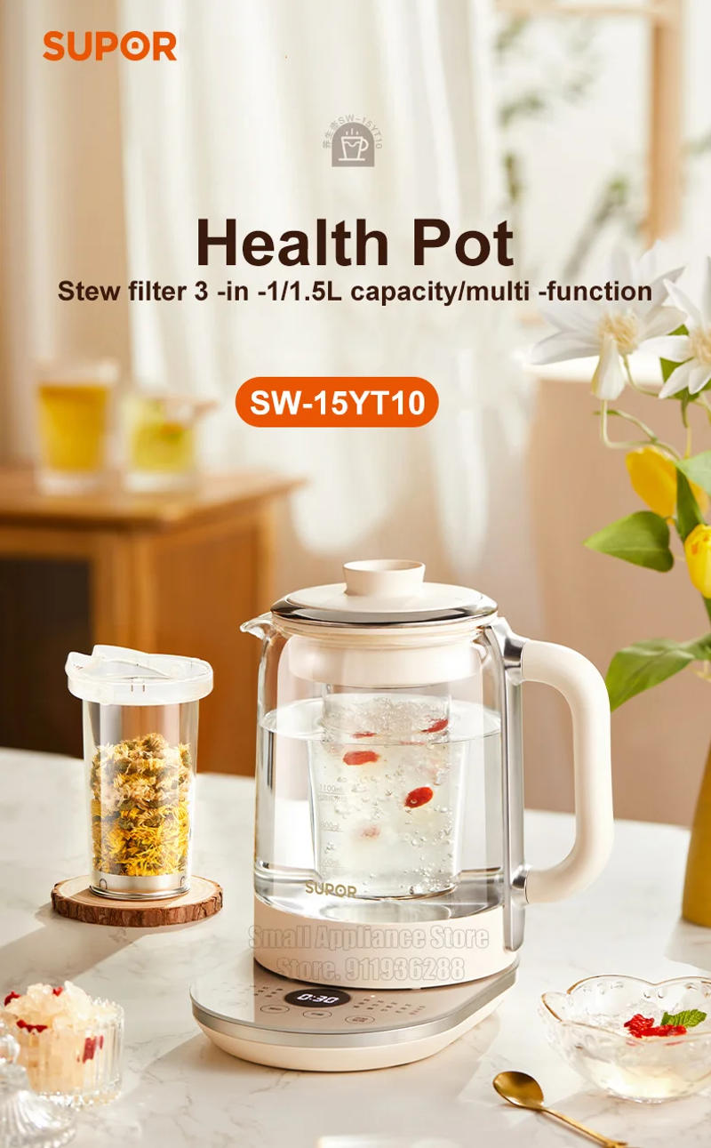 Description Picture 2 of itemSUPOR Household Electric Kettle 1.5L Health Pot With Stew Cup And Filter Multipurpose Kettle High Quality Kitchen Appliances