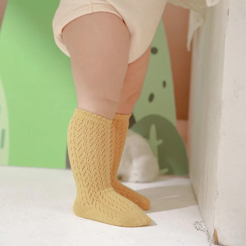 Description Picture 5 of itemBabys Girls Princess Knitted Mesh Socks Cotton Infant Kids Girls Long Tube Socks 0-3T Summer Soft Toddler Girls Knee High Socks