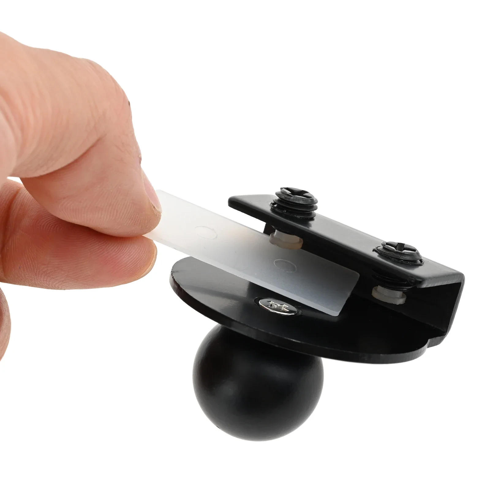 Description Picture 4 of item4pcs Glass Clamp Handles Black/Silver Iron Clip Round Pull Knob for 5mm-8mm Glass Kitchen Chest Wine Cabinet Showcase Drill-free