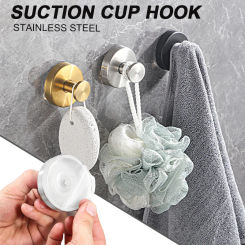 Stainless Steel Suction Cup Hook Bathroom Robe Hooks Waterproof Reusable Towel Clothes Hanger Bathroom Glass Storage Holder